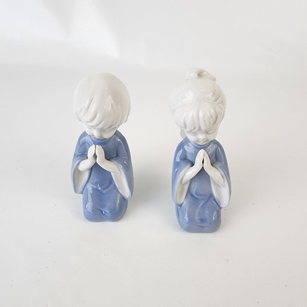 Porcelain‎ Praying Boy And Girl Angel Vintage Figurine made in Japan 4" 4585